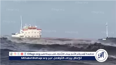 الطقس العاصف يجرف سفينة إلى شاطئ بورسعيد.. جنوح «FENER» بسبب الأمواج العاتية والرياح الشديدة