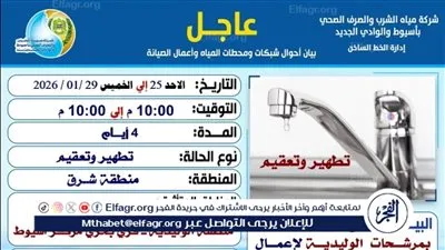 ضعف المياه عن الأدوار العليا بمنطقة الوليدية وقرى بحرى مركز أسيوط لمدة أربعة أيام