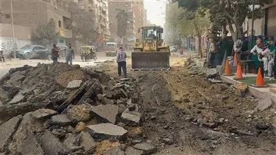 بدء أعمال تطوير ورصف ورفع كفاءة شارع ناهيا بحي بولاق الدكرور بالجيزة